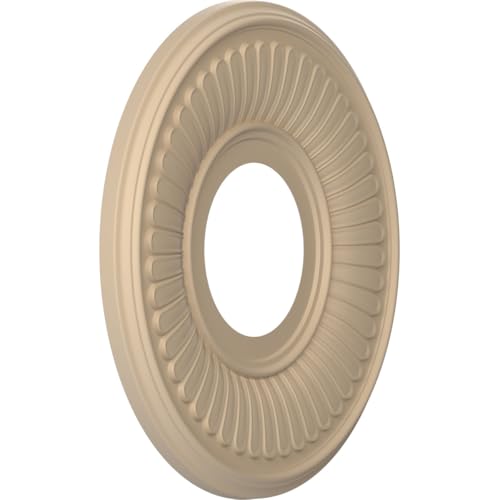 Image of Ekena Millwork 10 inchOD x 3 1 /2 inchID x 3 /4 inchP Berkshire Thermoformed PVC Ceiling Medallion (Fits Canopies up to 4 1 /2 inch), UltraCover Satin Smokey Beige