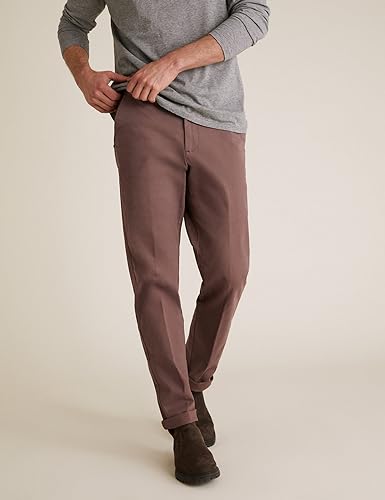 Image of Marks & Spencer Mens Solid Mid Rise Regular Fit Chinos
