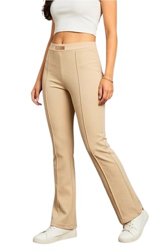 Women's Stretchable Flared Bootcut Pants | High Waist Slim Fit Tr...