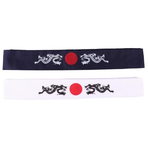 Minkissy 2 PièCes Bandeaux Japonais Karaté Bandeaux Japonais Hachimaki Bandeau De Chef Sushi Bandeau De Bushidopour Femmes Et Hommes, Accessoires De Sport Et De Cosplay