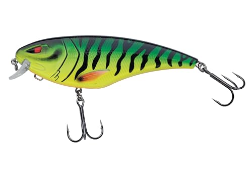 Berkley Zilla Flanker, langsam schwimmender Wobbler-Köder mit Klip Lok® System, Fusion19 Drillingshaken, Präzisionswurf mit Gewichtsrampe, 1-2m Tauchtiefe, 11cm, Shadow Tiger