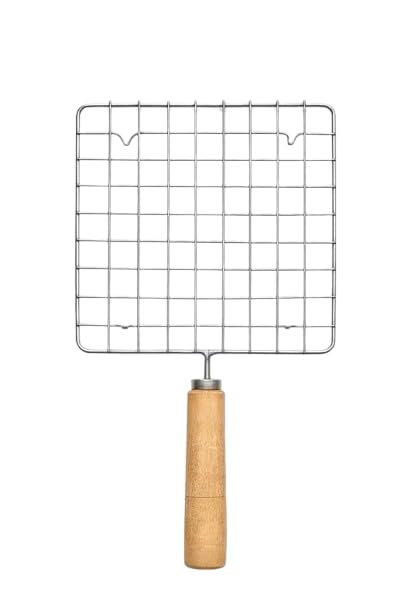 Papad Jali Roast, Paneer Grill, Roti Maker, Barbeque Jali Roaster Chapati Toast Grill Wooden Handle Vegetable tandoor net, Baigan Bharta (Square)-image-46