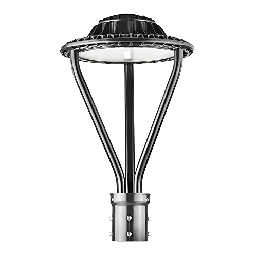 Led Post Top Light 50W Circular Area Light 5000K (300W Equiv.), Outdoor Lamp Top Pathway Pole Light Fixture 8400Lm for for School Street Light Yard Commercial Area Light