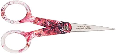 Fiskars Nożyczki do szycia Gloria, długość 12,5 cm, ostrze ze stali nierdzewnej/plastikowy uchwyt, wzór kwiatowy, inspiracja, 1000840, stal, standard