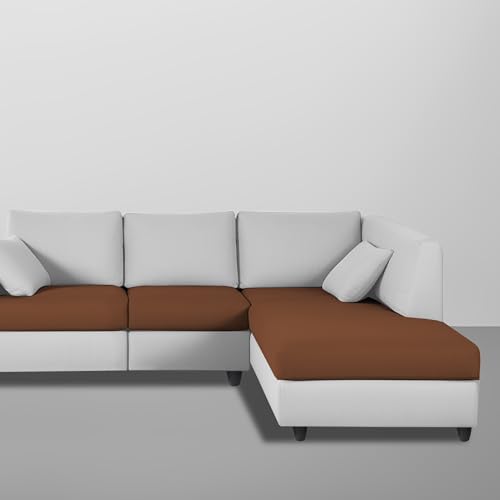 Image of Florian RHS 4 Seater L Shape Sofa Set for Living Room (Brown Grey Fabric) Premium Fabric Sofa