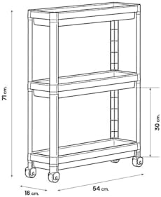 Mithra Life 3 Katlı Tekerlekli Slim İnce Beyaz Banyo Mutfak Rafı MIT1125 - Görsel 7
