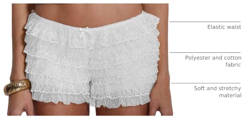 Image of Women Ruffle Bloomers Y2k Lace Trim Lolita Pettipants Cute Layered Frill Pumpkin Bottom Shorts Sweet Booty Panties