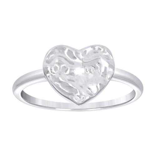 Bague argent 925 femme cœur 10mm large anti-ternissement taille 9