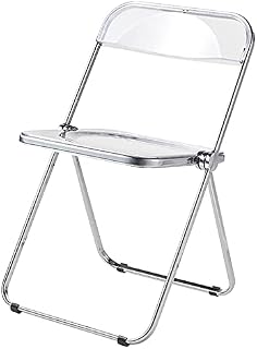 Moderna silla plegable de acrílico transparente con marco de metal, silla de comedor apilable para cocina, sala de estar y dormitorio, diseño transparente, 47 x 48 x 76 cm