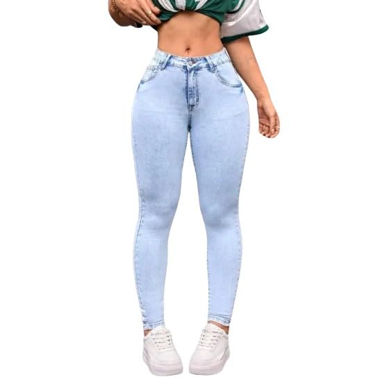 Women's High Stretch Skinny Casual Jeans with Pockets - Light Wash, Zipper Fly, and Curvy Fit3