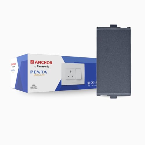 Image of Anchor by Panasonic Penta Modular 6AX 1 Way Switch, 1 Module 1 Way Switch (Black, 65001B-10)