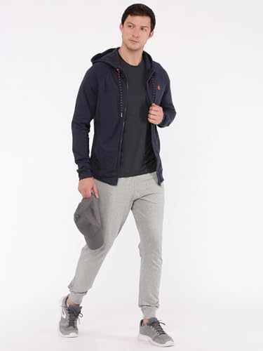 Image of Macroman M-Series Men Hooded Regular Fit Cotton Blend Sweatshirt with Reflective Detail