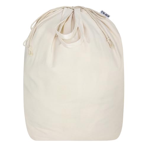 Canvas Laundry Bags with Handles & Square Base18'Lx18'Wx27.6'H, Extra Large Heavy Duty Laundry Basket Hamper Liner, Washable Drawstring Dirty Clothes Bag Canvas Storage Sack (Beige XXL,1 Pack)