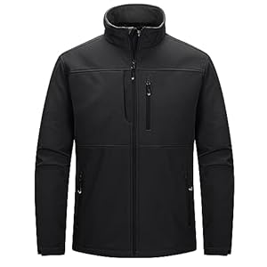 33,000ft Men’s Softshell Jacket Waterproof Light Work Jacket Stand Collar Hiking Jacket Fleece Lining
