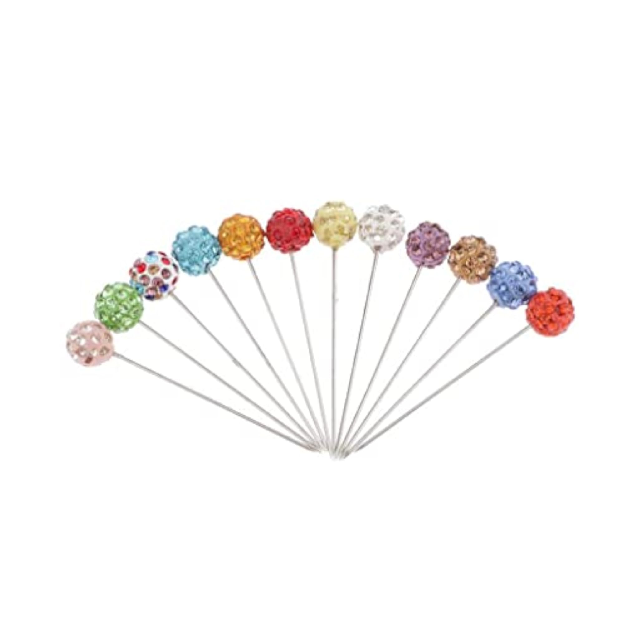 12 Pcs Round Rhinestone Dress Maker Pins for Sewing