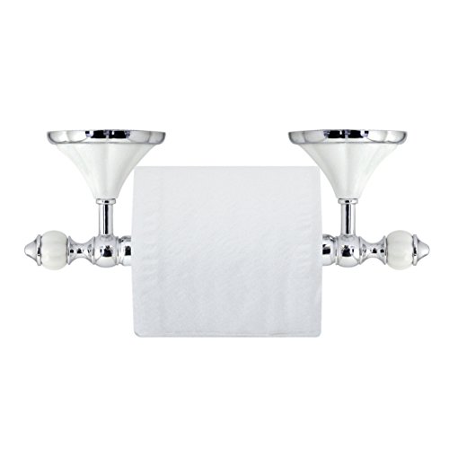 Modona Toilet Paper Holder - White Porcelain & Chrome - Flora Series - 5 Year Warrantee #TOP3