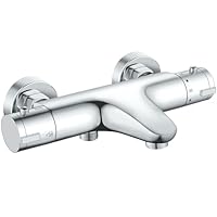 Badewannenarmatur mit Thermostat, Rainysprit Duscharmatur Thermostat Wannenarmatur, Mischbatterie Badewanne mit Thermostat, Badewannenarmatur Mischbatterie für 2 Verbrauche, Chrom