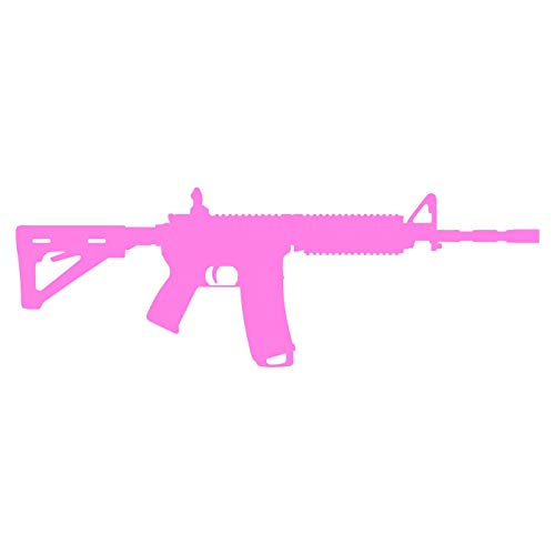 AR-15 Assault Rifle [Pick Color/Size] Vinyl Transfer Sticker Decal for Car/Truck/Window/Laptop (5in x 1.7in, Pink)