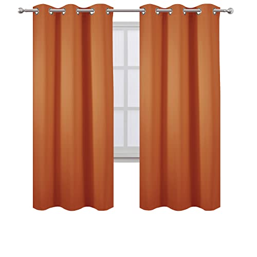 Image of LEMOMO Orange Thermal Blackout Curtains /42 x 72 Inch /Set of 2 Panels Room Darkening Curtains for Bedroom