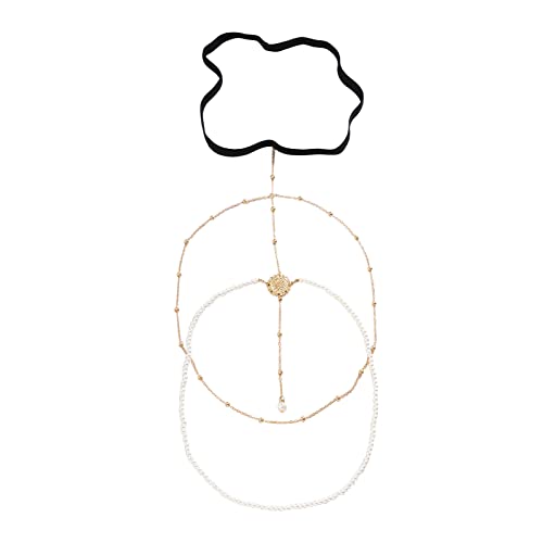 Cadenas de muslo para mujer, cadena de muslo con flecos, para adolescentes, niñas, joyería corporal en capas, pulsera de tenis (dorado, talla única) Cover