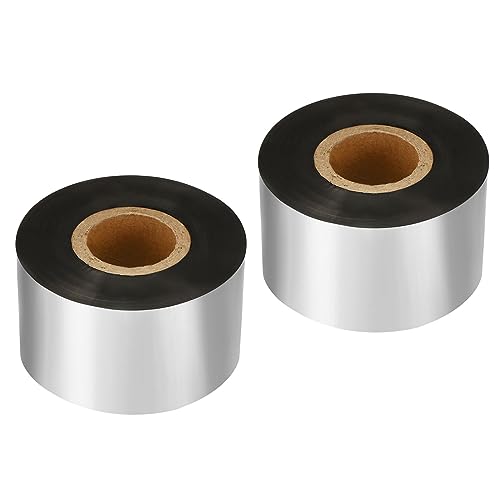 Image of PATIKIL 1.18" x984' (30mmx300m) Wax Thermal Transfer Ribbon, 2 Roll 1" Core Ink Out Barcode Printer Ribbon for Printer Label Coated Paper Tag Printing, Black