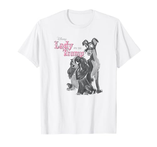 T-shirt Disney La Belle et le Clochard vintage pour adulte en coton