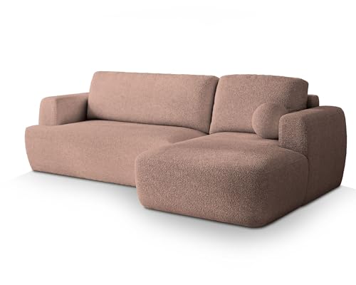 Masseno Ecksofa SENTI N R-S mit Schlaffunktion L-Form, Sofa mit Bettkasten, Wohnzimmersofa, Couch, Soffa, Bettsofa, Couchgarnitur- Rosa, Now OR Never 61