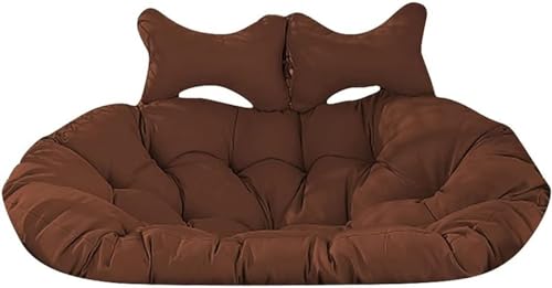 Cojín silla huevo grande y grueso para cesta colgante doble con almohada ajustable de ratán F 2