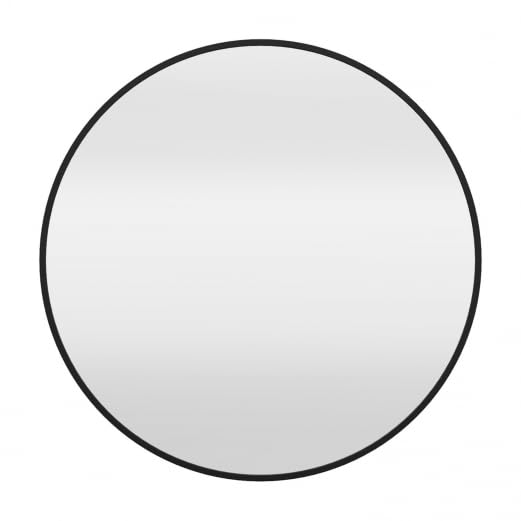 IDMarket - Espejo de pared redondo de metal negro D. 85 cm