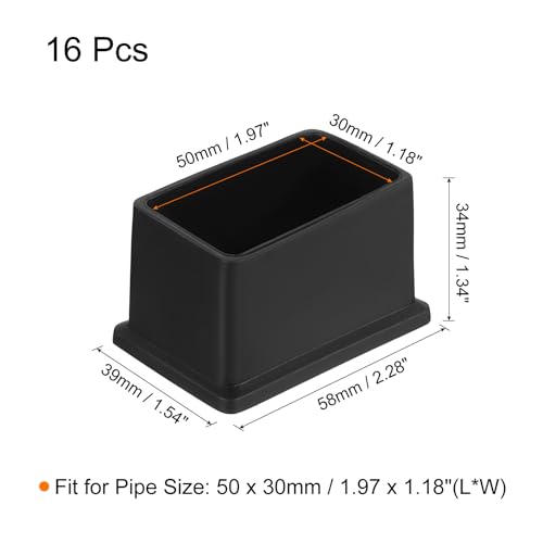 Tapas cuadradas de PVC para patas de silla, almohadillas protectoras de suelo 50x30mm 3