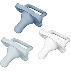 Dr. Brown's HappyPaci - Chupete de silicona 100% 0-6m, sin BPA, blanco, azul, azul claro, paquete de 3