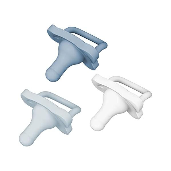 Dr. Brown's HappyPaci Schnuller aus 100 % Silikon, 0–6 m, BPA-frei, Weiß, Blau, Hellblau, 3er-Pack