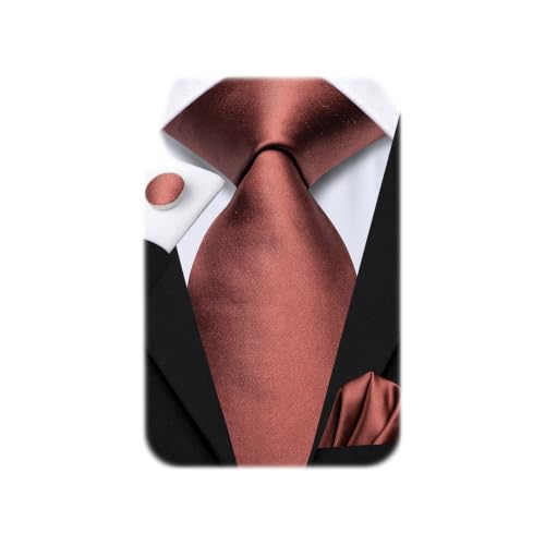 Image of Dubulle Mens Tie Set Solid Paisley Silk Striped Necktie for Men with Cufflinks Tie and Pocket Square