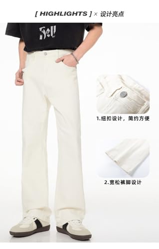 Jeans Pants Trouser Denim Black and White Micro Horn Men's Spring Retro Style Casual Men2