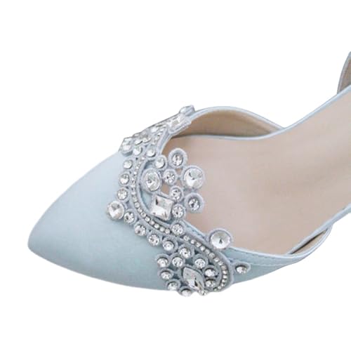 XYD Womens Closed Pointed Toe Bridal D'Orsay Pumps Crystal Block Low Heels Classy Ankle Strap Wedding Dress Shoes3