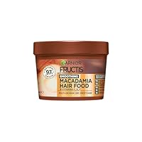 Garnier Fructis Hair Food Smoothing Macadamia 3-in-1 Hair Mask Treatment, Frizz Control for Dry Hair - Vegan, 98% Natural Origin, Silicone-Free, Tames and Softens Hair for a Smooth Finish, 390ml
