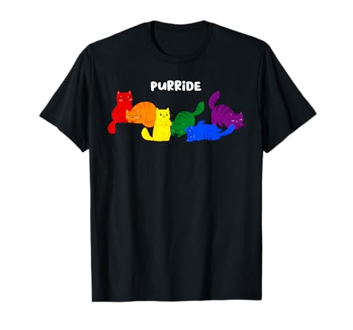 Purride Gay Pride Cat LGBT Rainbow Flag Funny Cat Gay Pride T-Shirt