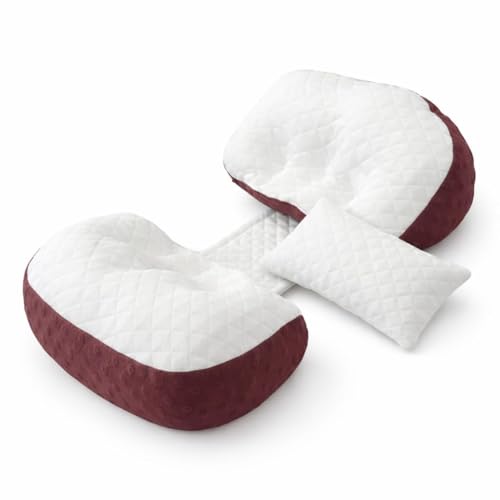 Image of Luxury Comfort Pregnancy Pillow for Women - Pregnant Pillow & Maternity Pillow for Pregnancy Sleeping with Belly Support (White & Maroon Set of 2)