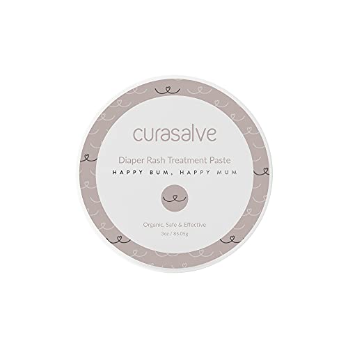 Curasalve - Natural Diaper Rash Paste, Soothing Diaper Rash Cream for Baby, Baby Bum Diaper Paste Against Baby Rash, Overnight Diapers and Cloth Diaper Safe, 40% Zinc Oxide Cream, 3oz