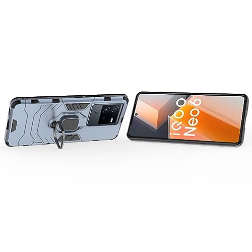 Image of Armor iQoo Neo 6 5G Defender Case | Rotating Ring Holder & Kickstand in-Built | Military Grade Armor | 360 Degree Protection Back Cover for iQoo Neo 6 5G (Blue)