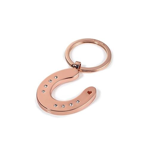 TROIKA Llavero Girls Best Friends Horse – KR14-30/RG – Herradura con cristales Swarovski® – Brillante, oro rosa – Amuleto de la suerte – Amigos de los caballos – El original