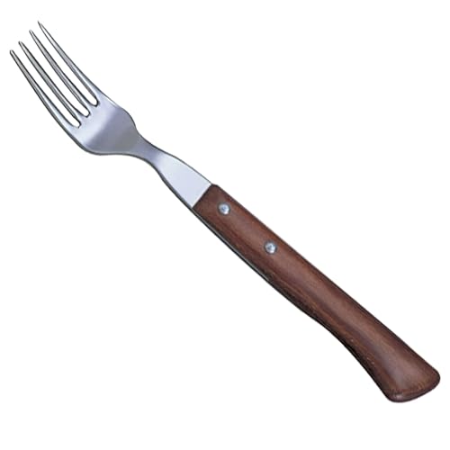 Arcos Cuchillos de Mesa de Acero Inoxidable 18/10 - Tenedor de 200 mm con Mango de Madera Comprimida - Ideal para Uso Diario - Serie Cuchillos de Mesa