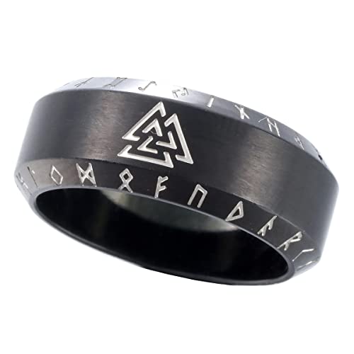 Bague viking païenne Valknut en acier inoxydable pour homme