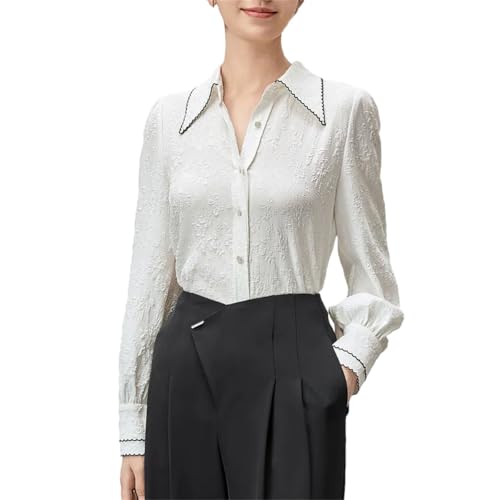 Blouses à simple boutonnage en jacquard blanc : le style élégant du bureau au dîner