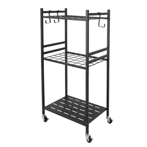 Rogowsen Gartengeräte-Aufbewahrungsregal, Mobiler Gartengeräte-Ständer, 43 x 30 x 79,5 cm Großes Aufbewahrungsmöbel mit Rollen, Geeignet Garagen, Gärten, Schuppen und Hinterhöfe