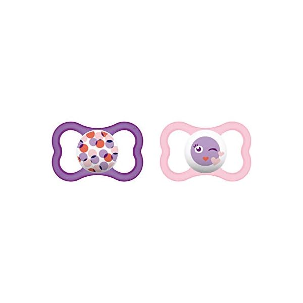MAM Air Latex Schnuller im 2er-Set, extra leichtes und luftiges Schilddesign, zahnfreundlicher Baby Schnuller aus…