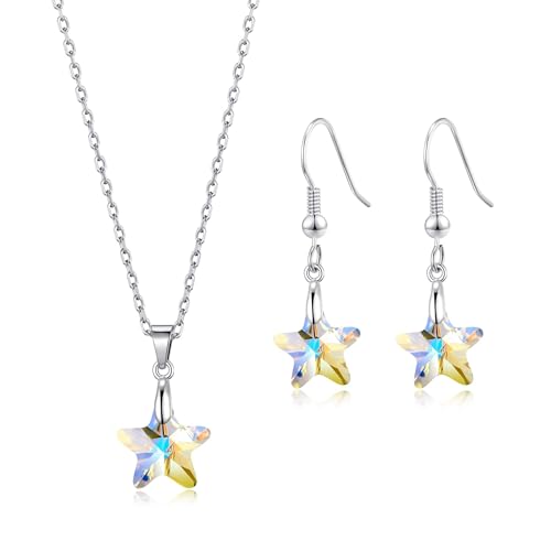 Image of Philip Jones Sterling Silver Aurora Borealis Star Set Created with Zircondia® Crystals