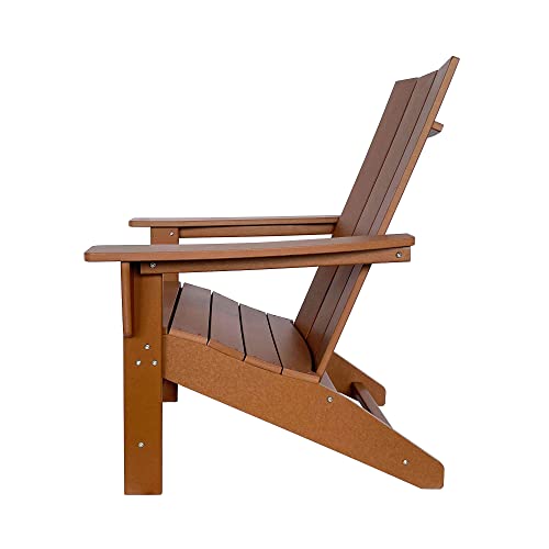 Shine Company 7623Br Modern Plastic Adirondack Chair | Weatherproof Fire Pit Chairs | Durable Resin Composite Adirondack Chairs – Brown #TOP2