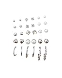 FUGLUS Juego de 15 pares de pendientes de perla y circonita con diamantes de imitación para mujer, aros de perla y hombre