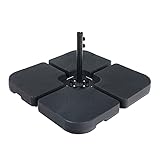 PHI VILLA 4PCS Heavy-Duty Square Umbrella Base Weights Plate Set, Cantilever Offset Patio Umbrella Stand Base Filled with Water or Sand,Black